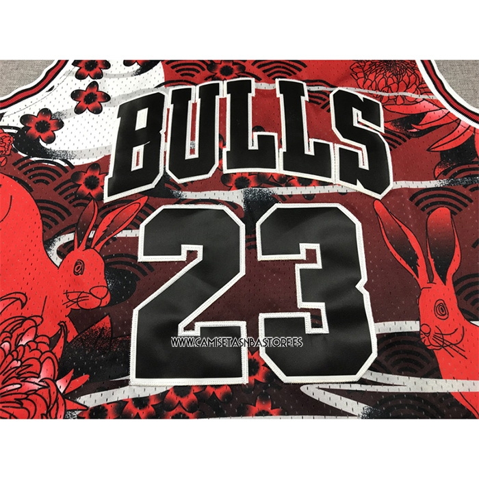 Michael Jordan NO 23 Camiseta Chicago Bulls Mitchell & Ness Lunar New Year Rojo